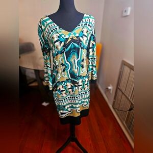 Green multi color dress